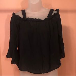 J. Crew Black Silk Off the Should Shirt Size 8